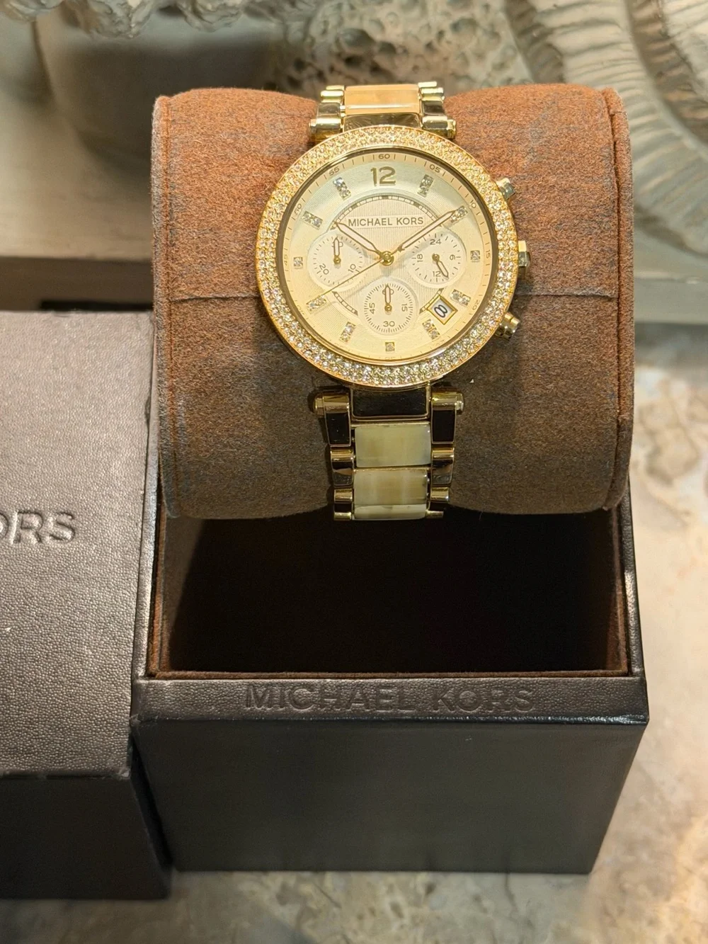 Michael Kors Black Embossed Leather Watch Box